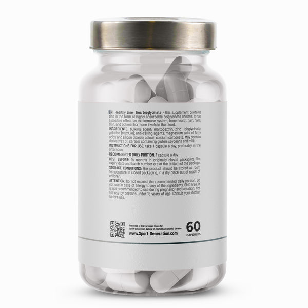 Healthy Line Zinc Bisglycinate 30 mg 60 caps